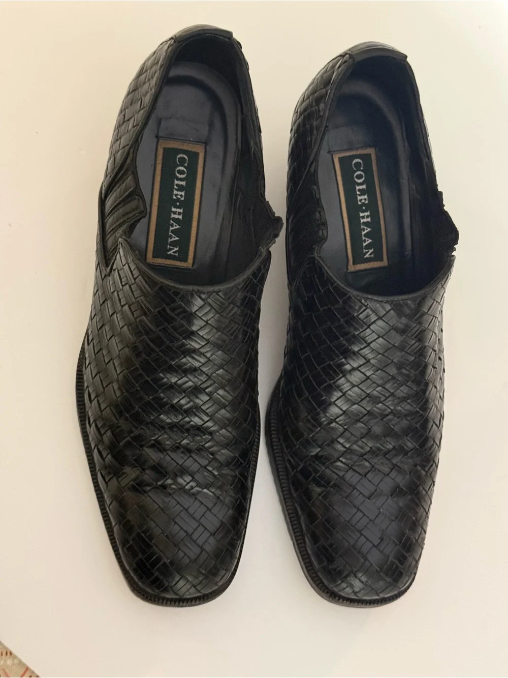Cole Haan Black Woven Leather Slip-On Dress Shoes Women's Sz 7.5 B